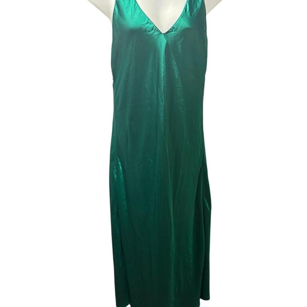 Vintage fredericks of hollywood emerald green satin nightgown slip dress